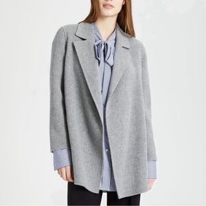 Theory Clairene Light Gray Women's Trench Coat wool and cashmere
